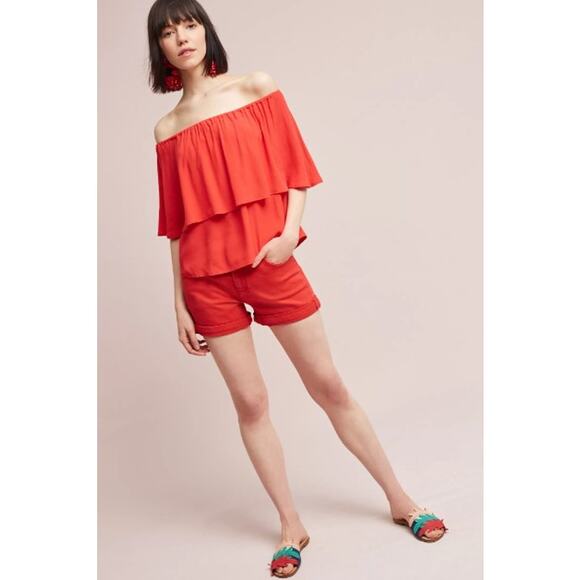 Anthropologie Pilcro And The Letterpress Hyphen Shorts 29‎ Mid Rise Chino Red - Picture 3 of 10